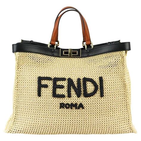 straw fendi bag|Fendi large peekaboo tote.